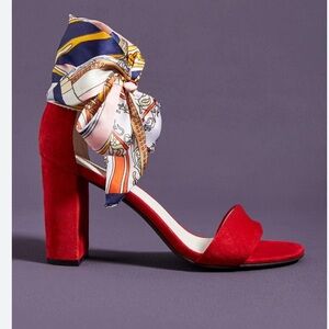Anthropologie Red Heels with Scarf Accent